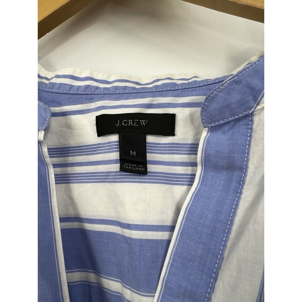 J Crew Top Womens Stripped V Neck Long Sleeve White Blue Shirt Size Medium - Picture 3 of 12